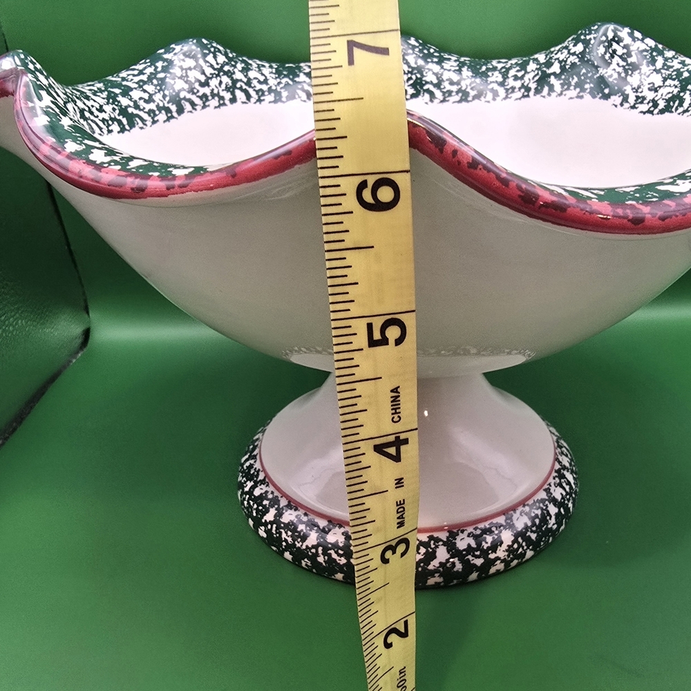 Furio Christmas Tree Compote Bowl Pedestal Ruffle Centerpiece 1997 Italy - Picture 6 of 7